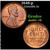 Image 1 : 1948-p Lincoln Cent 1c Grades Gem+ Unc RB