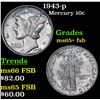 Image 1 : 1943-p Mercury Dime 10c Grades GEM+ FSB