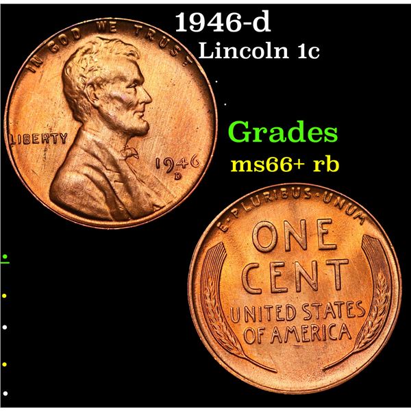 1946-d Lincoln Cent 1c Grades GEM++ RB