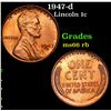 Image 1 : 1947-d Lincoln Cent 1c Grades GEM+ Unc RB