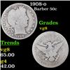 Image 1 : 1908-o Barber Half Dollars 50c Grades vg, very good