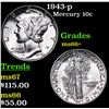 Image 1 : 1943-p Mercury Dime 10c Grades GEM++ Unc