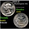 Image 1 : 1955-d Washington Quarter 25c Grades GEM Unc