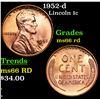 Image 1 : 1952-d Lincoln Cent 1c Grades GEM+ Unc RD