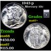 Image 1 : 1943-p Mercury Dime 10c Graded ms67+ BY SEGS