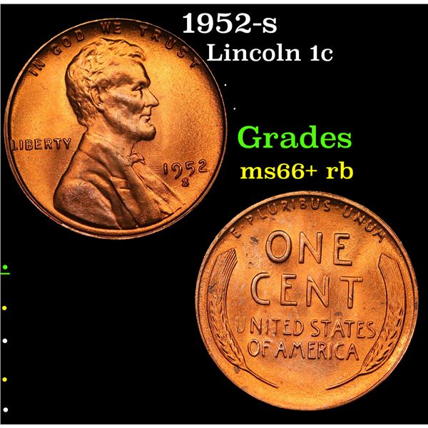 1952-s Lincoln Cent 1c Grades GEM++ RB