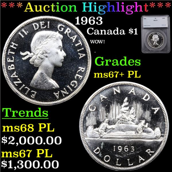 ***Auction Highlight*** 1963 Canada Dollar $1 Graded ms67+ PL By SEGS (fc)