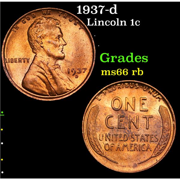 1937-d Lincoln Cent 1c Grades GEM+ Unc RB