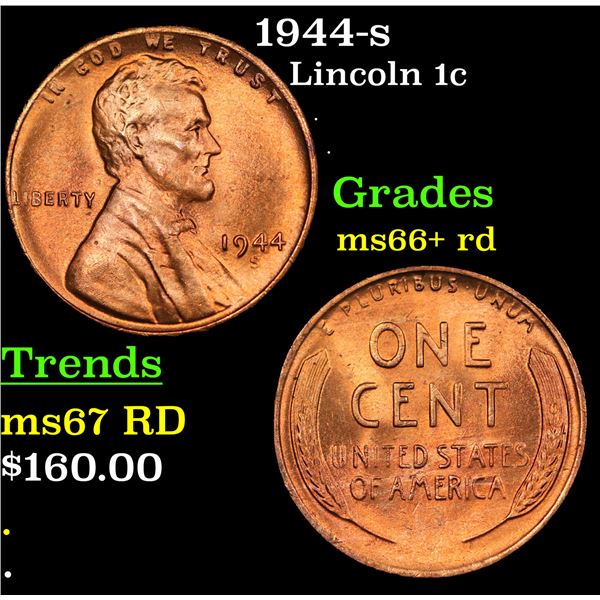 1944-s Lincoln Cent 1c Grades GEM++ RD