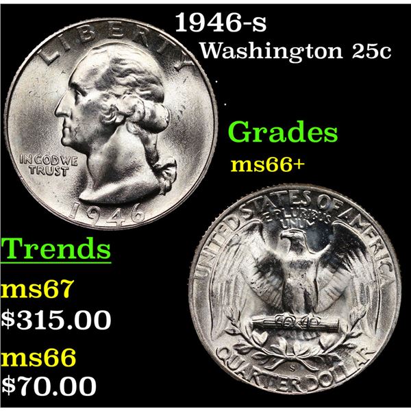 1946-s Washington Quarter 25c Grades GEM++ Unc