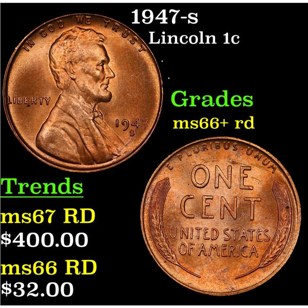 1947-s Lincoln Cent 1c Grades GEM++ RD