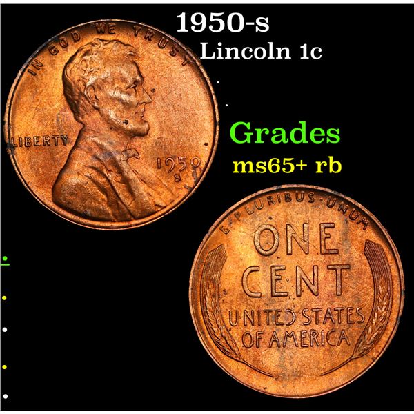 1950-s Lincoln Cent 1c Grades Gem+ Unc RB