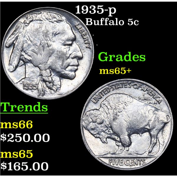 1935-p Buffalo Nickel 5c Grades GEM+ Unc