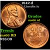 Image 1 : 1942-d Lincoln Cent 1c Grades GEM+ Unc RD