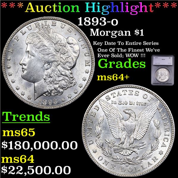 ***Auction Highlight*** 1893-o Morgan Dollar $1 Graded ms64+ BY SEGS (fc)
