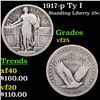 Image 1 : 1917-p Ty I Standing Liberty Quarter 25c Grades vf+