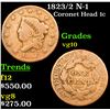 Image 1 : 1823/2 Coronet Head Large Cent N-1 1c Grades vg+