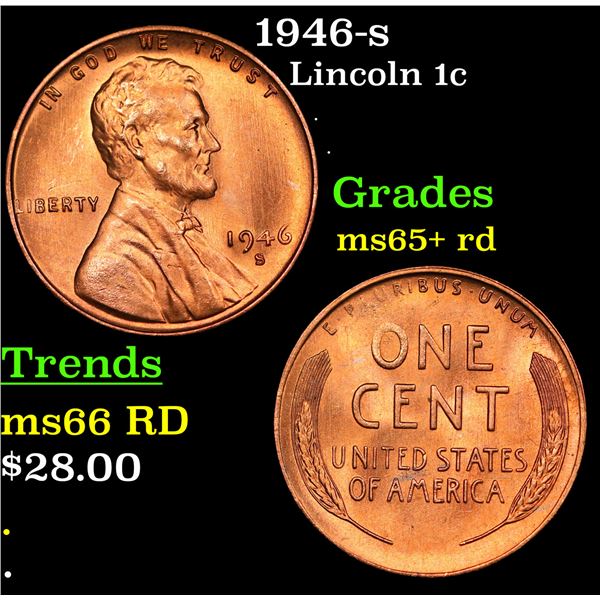 1946-s Lincoln Cent 1c Grades Gem+ Unc RD