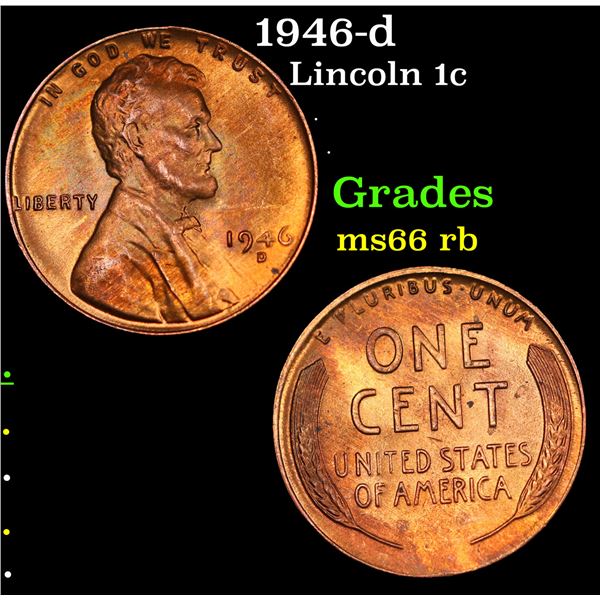 1946-d Lincoln Cent 1c Grades GEM+ Unc RB