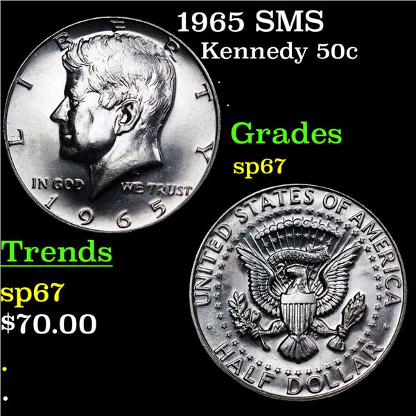 1965 SMS Kennedy Half Dollar 50c Grades sp67