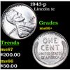 Image 1 : 1943-p Lincoln Cent 1c Grades GEM++ Unc