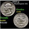 Image 1 : 1955-p Washington Quarter 25c Grades GEM+ Unc