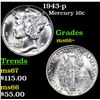 Image 1 : 1943-p Mercury Dime 10c Grades GEM++ Unc