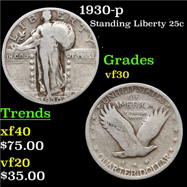 1930-p Standing Liberty Quarter 25c Grades vf++