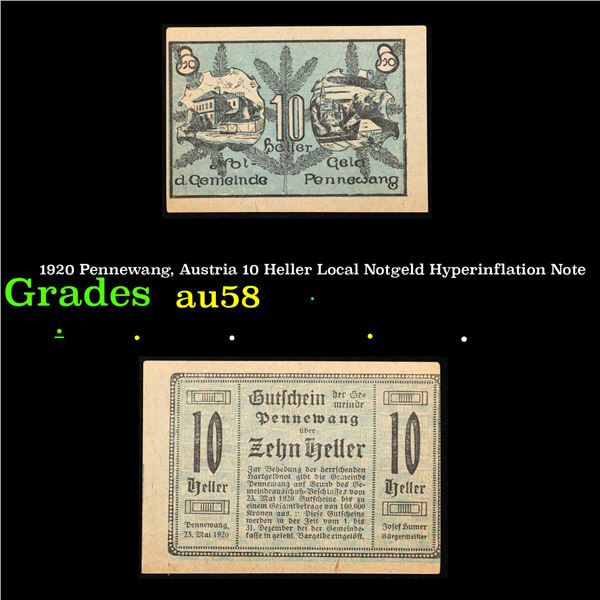 1920 Pennewang, Austria 10 Heller Local Notgeld Hyperinflation Note Grades Choice AU/BU Slider