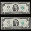 Image 2 : 2x Consecutive 1976 $2 Federal Reserve Notes (Philadelphia, PA) All CU! Grades Brilliant Uncirculate