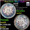Image 1 : ***Auction Highlight*** 1859 Three Cent Silver 3cs Graded ms64+ BY SEGS (fc)