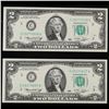 Image 2 : 2x Consecutive 1976 $2 Federal Reserve Notes (Philadelphia, PA) All CU! Grades Brilliant Uncirculate