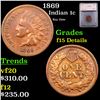 Image 1 : 1869 Indian Cent 1c Graded f15 BY SEGS