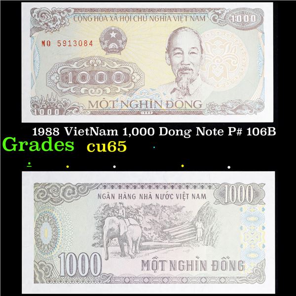 1988 VietNam 1,000 Dong Note P# 106B Grades Gem CU