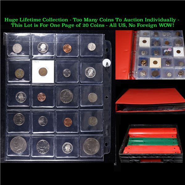 Huge Liifetime Collection - Too Many Coins To Auction Individually - This Lot is For One Page of 20 