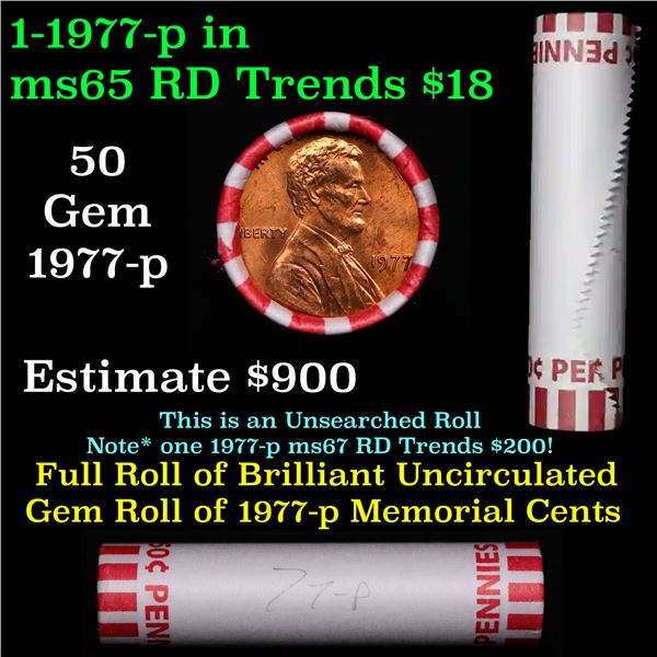 Shotgun Lincoln 1c roll, 1977-p 50 pcs Bank Wrapper.