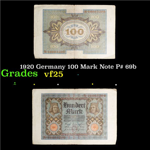 1920 Germany 100 Mark Note P# 69b Grades vf+