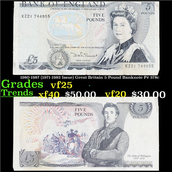 1980-1987 (1971-1982 Issue) Great Britain 5 Pound Banknote P# 378c Grades vf+