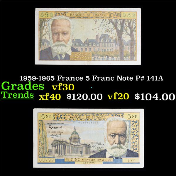 1959-1965 France 5 Franc Note P# 141A Grades vf++