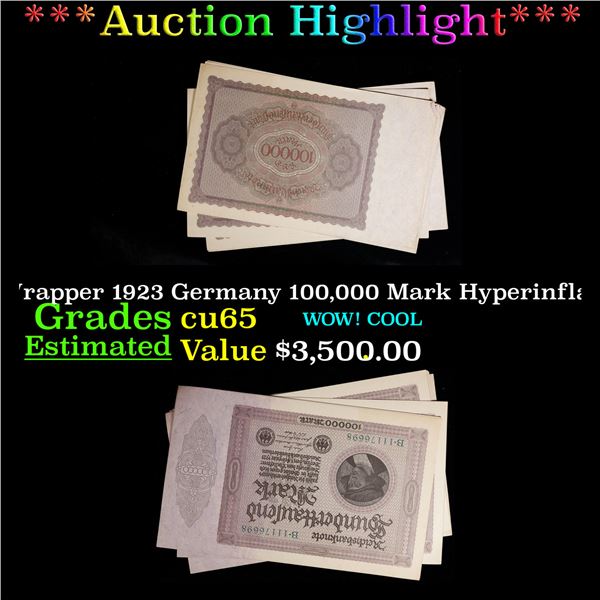 ***Auction Highlight*** 20x Original Band Wrapper 1923 Germany 100,000 Mark Hyperinflation Banknotes