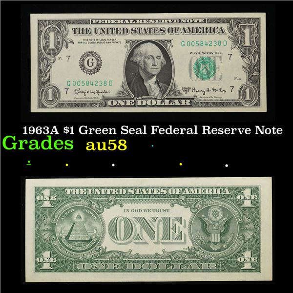 1963A $1 Green Seal Federal Reserve Note Grades Choice AU/BU Slider
