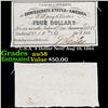 Image 1 : C.S.A. 4 Dollar Note Aug 19, 1862 Grades Choice AU/BU Slider