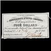 Image 2 : C.S.A. 4 Dollar Note Aug 19, 1862 Grades Choice AU/BU Slider