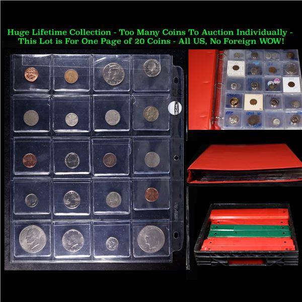 Huge Liifetime Collection - Too Many Coins To Auction Individually - This Lot is For One Page of 20 