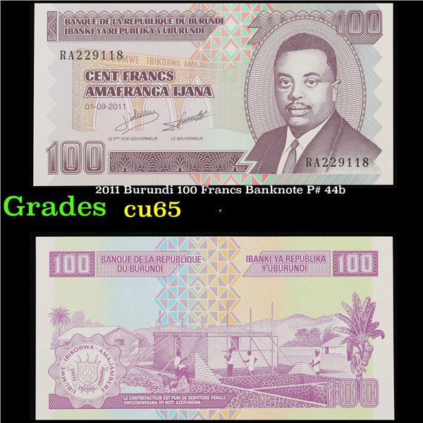 2011 Burundi 100 Francs Banknote P# 44b Grades Gem CU