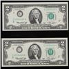 Image 2 : 2x Consecutive 1976 $2 Federal Reserve Notes (Philadelphia, PA) All CU! Grades Brilliant Uncirculate