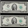 Image 2 : 2x Consecutive 1976 $2 Federal Reserve Notes (Philadelphia, PA) All CU! Grades Brilliant Uncirculate
