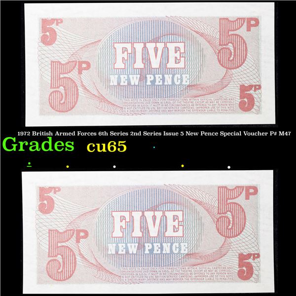 1972 British Armed Forces 6th Series 2nd Series Issue 5 New Pence Special Voucher P# M47 Grades Gem 
