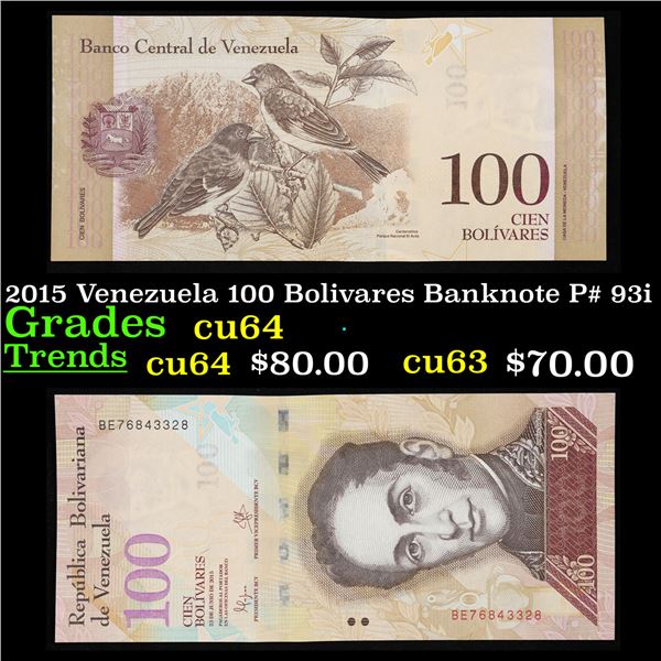 2015 Venezuela 100 Bolivares Banknote P# 93i Grades Choice CU