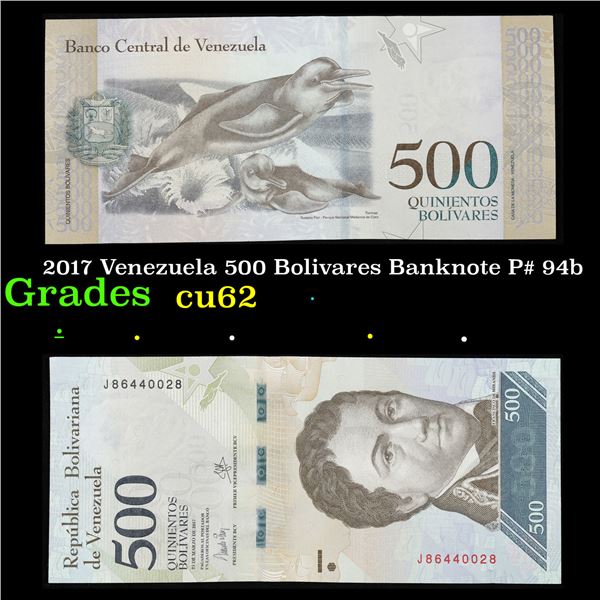 2017 Venezuela 500 Bolivares Banknote P# 94b Grades Select CU